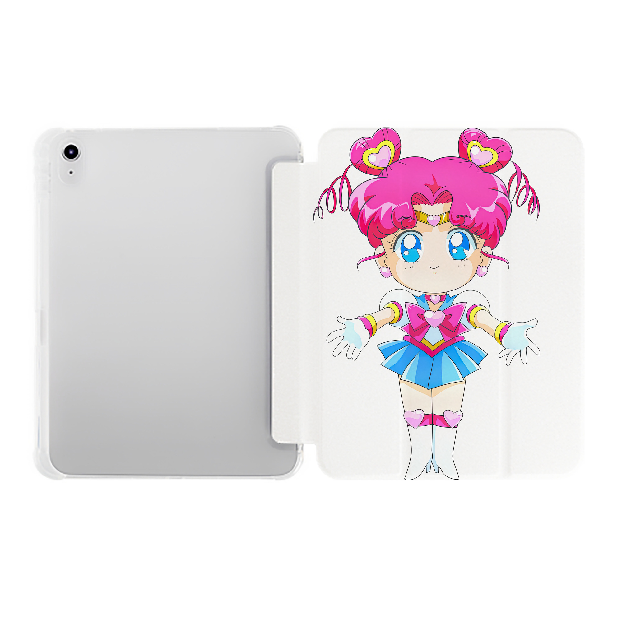 （画像用） 美少女戦士セーラームーン ちびうさ Sailor Moon Chibiusa Tsukino Usagi Small Lady Serenity IPad ケース ペン収納付き 三つ折りスタンド PUレザー×シリコン 対応機種9.5/10.5/10.9インチ